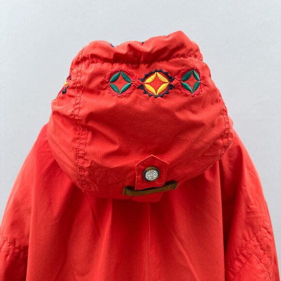 Vintage Obermeyer Red Hooded Ski Winter Jacket Embroidered Details Womens 10 - Picture 3 of 11